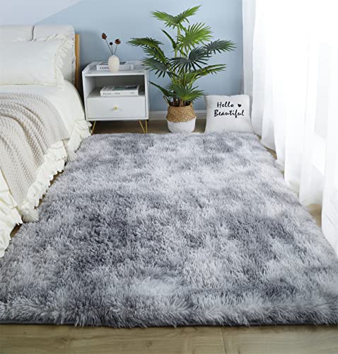 linyingdian Hochflor Teppich wohnzimmerteppich Langflor - Teppiche für Wohnzimmer flauschig Shaggy Schlafzimmer Bettvorleger Outdoor Carpet. (Hellgrau, 120x200cm) von linyingdian