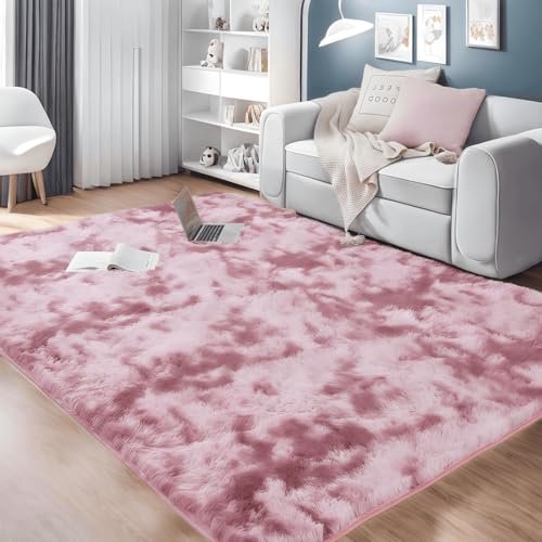 linyingdian Hochflor Teppich wohnzimmerteppich Langflor - Teppiche für Wohnzimmer flauschig Shaggy Schlafzimmer Bettvorleger Outdoor Carpet. (Pink Lila, 160x230cm) von linyingdian