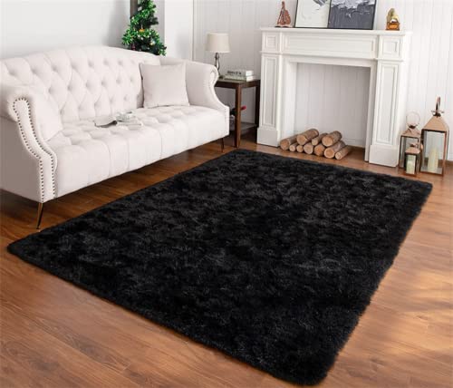 linyingdian Ultra Soft Indoor Modern Area Teppiche Flauschige Wohnzimmer Teppiche geeignet für Kinder Schlafzimmer Home Decor Kinderzimmer Teppiche (Schwarz, 120x200cm) von linyingdian