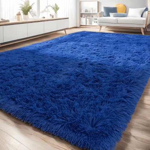 linyingdian Ultra Soft Indoor Modern Area Teppiche Flauschige Wohnzimmer Teppiche geeignet für Kinder Schlafzimmer Home Decor Kinderzimmer Teppiche (blau, 160x200cm) von linyingdian