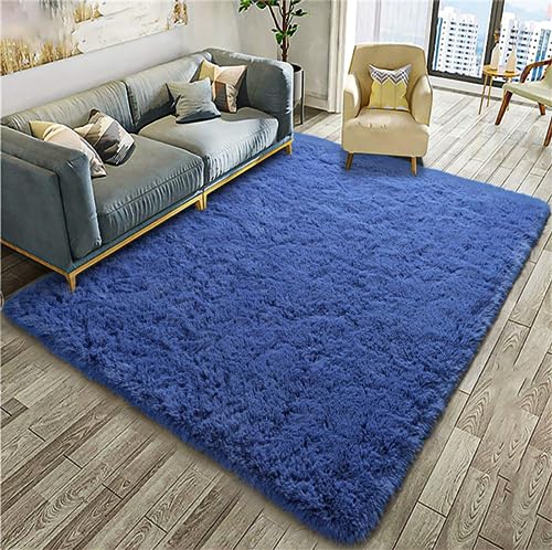 linyingdian Ultra Soft Indoor Modern Area Teppiche Flauschige Wohnzimmer Teppiche geeignet für Kinder Schlafzimmer Home Decor Kinderzimmer Teppiche (blau, 160x230cm) von linyingdian