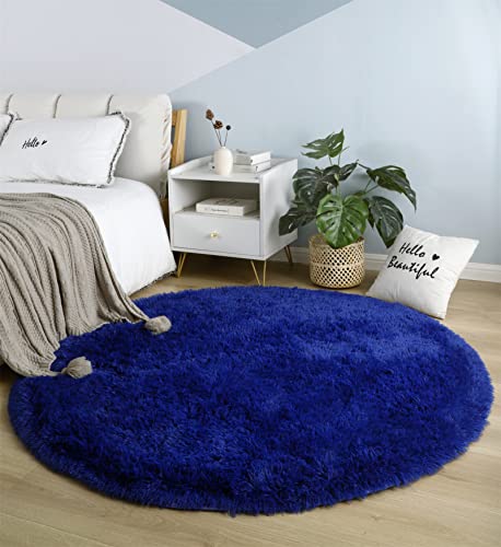 linyingdian Wohnzimmer Teppich flauschig weicher Teppich Schlafzimmer dekorativer Teppich, Flauschiger Hochflorteppich, Pelzteppich, Bettteppich (Blau, 120x120cm) von linyingdian