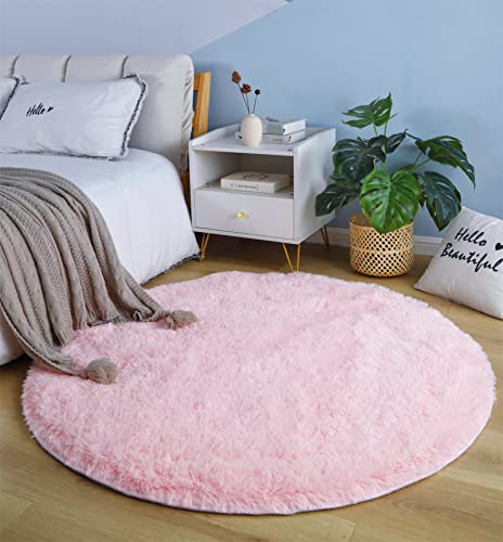 linyingdian Wohnzimmer Teppich flauschig weicher Teppich Schlafzimmer dekorativer Teppich, Flauschiger Hochflorteppich, Pelzteppich, Bettteppich (Rosa, 120x120cm) von linyingdian