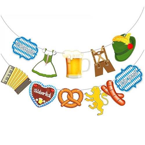 lioewhu Oktoberfest Zeichen Banner, Bayerische Stil Girlande Deko, Oktoberfest Girlande Dekoration, Bierfest Party Deko, Bayerische Wimpelkette mit 4,5 m Seil lioewhu Oktoberfest Zeichen Banner, Bayerische Stil Girlande Deko, Oktoberfest Girlande Dekoration, Bierfest Party Deko, Bayerische Wimpelkette mit 4,5 m Seil von lioewhu