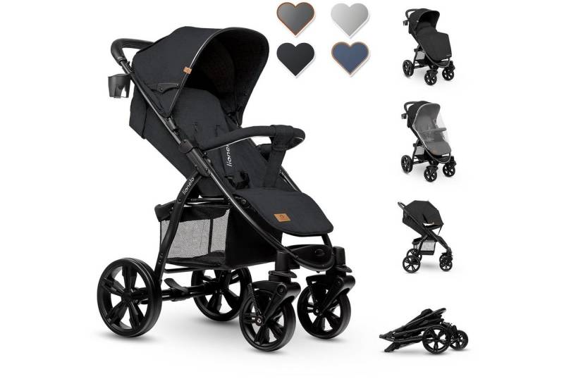 lionelo Kinder-Buggy ANNET, XXL Sonnenverdeck mit FensterMoskitonetzFußdecke 0 bis 36 Monate von lionelo