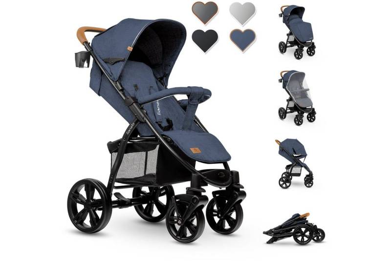 lionelo Kinder-Buggy ANNET, XXL Sonnenverdeck mit FensterMoskitonetzFußdecke 0 bis 36 Monate von lionelo
