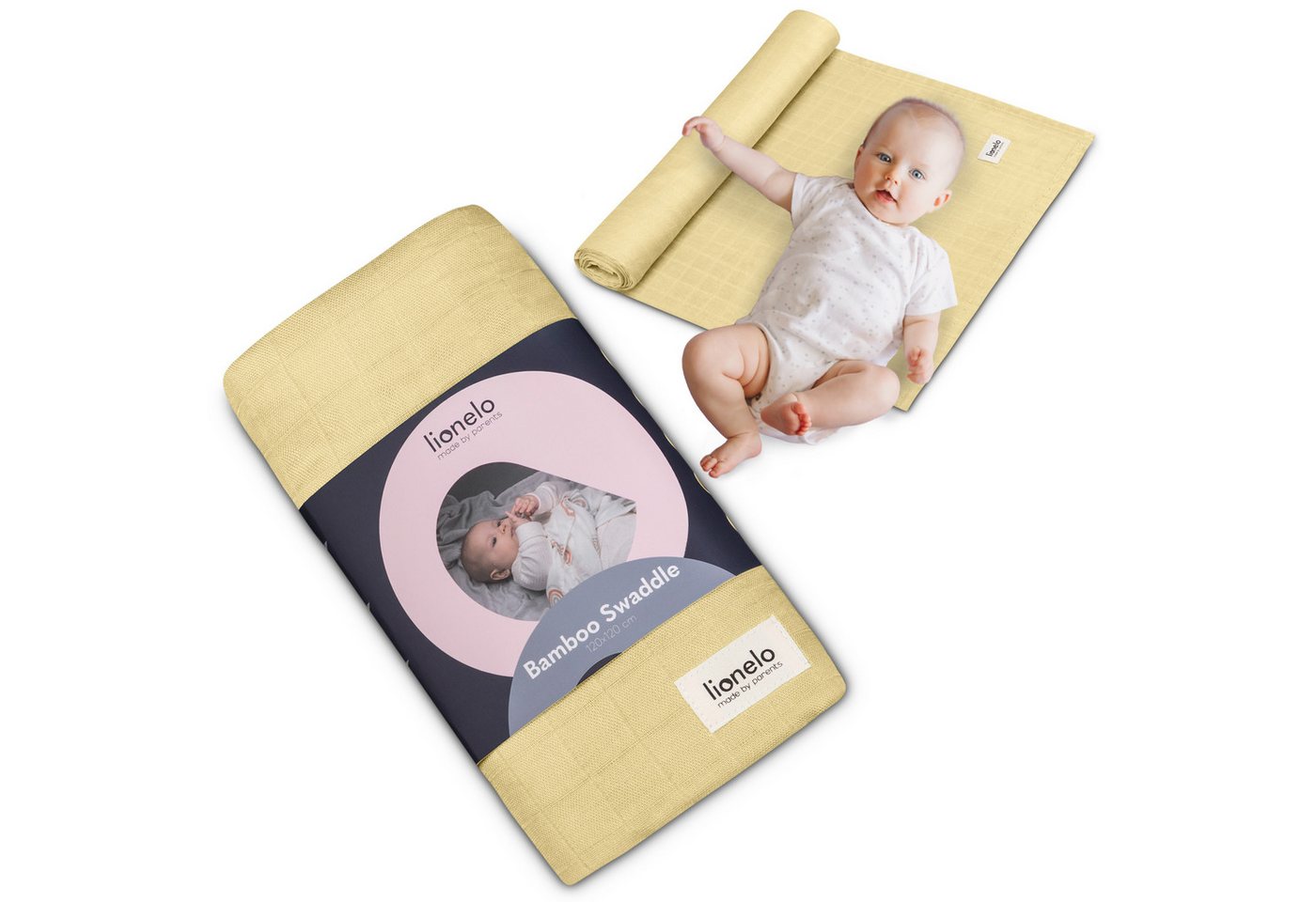 Kinderdecke LO-BAMBOO SWADDLE GREY STONE, lionelo, Antibakteriell, antimykotisch und antiallergisch Geruchsabweisend von lionelo