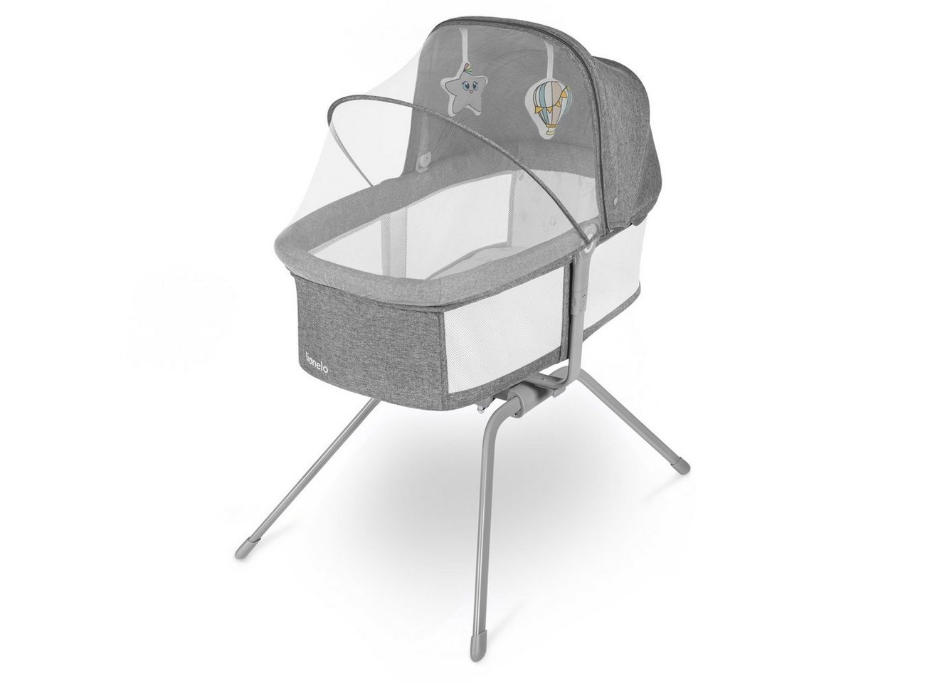 lionelo Baby-Reisebett LO-MALIN GREY CONCRETE, 3in1 0-9kg SCHNELLE MONTAGE LockGuard von lionelo