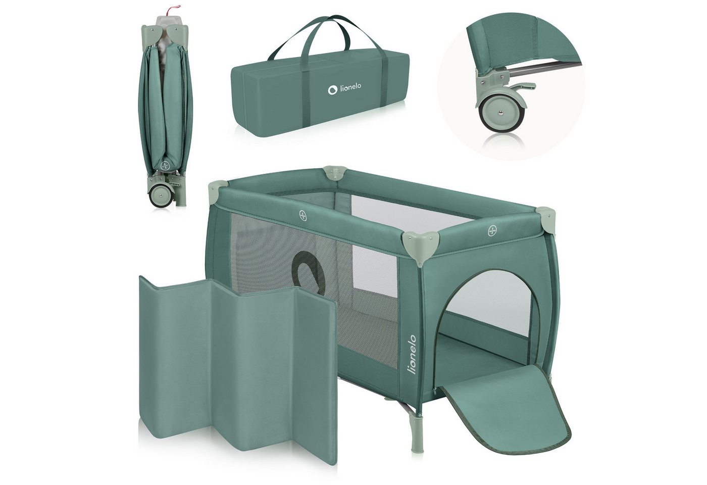 lionelo Baby-Reisebett Stefi Plus, 2in1: Babybett & Laufstall , Kompakte Größe , Luftiges Netz von lionelo