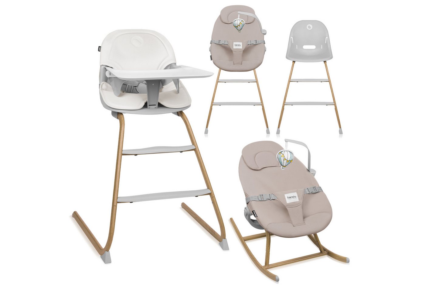 lionelo Hochstuhl DALIA und DALIA SET (Set), 4-in-1/Babywippe/Hochstuhl/Sitzstuhl/Ab 6 Monaten bis 60 kg von lionelo