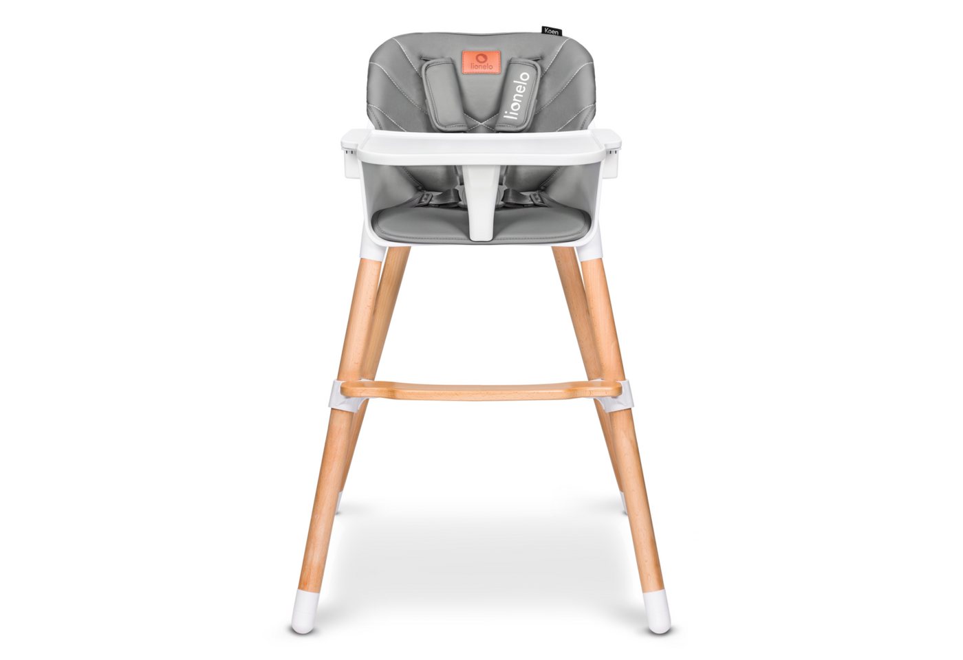 lionelo Hochstuhl Koen (TOP), 2in 1: Babyhochstuhl + Stuhl, skandinavisches Design, Buchenholz und ABS-Kunststoff, bis zu 40 kg, Anti – Rutsch, Fußstütze, Tablett von lionelo