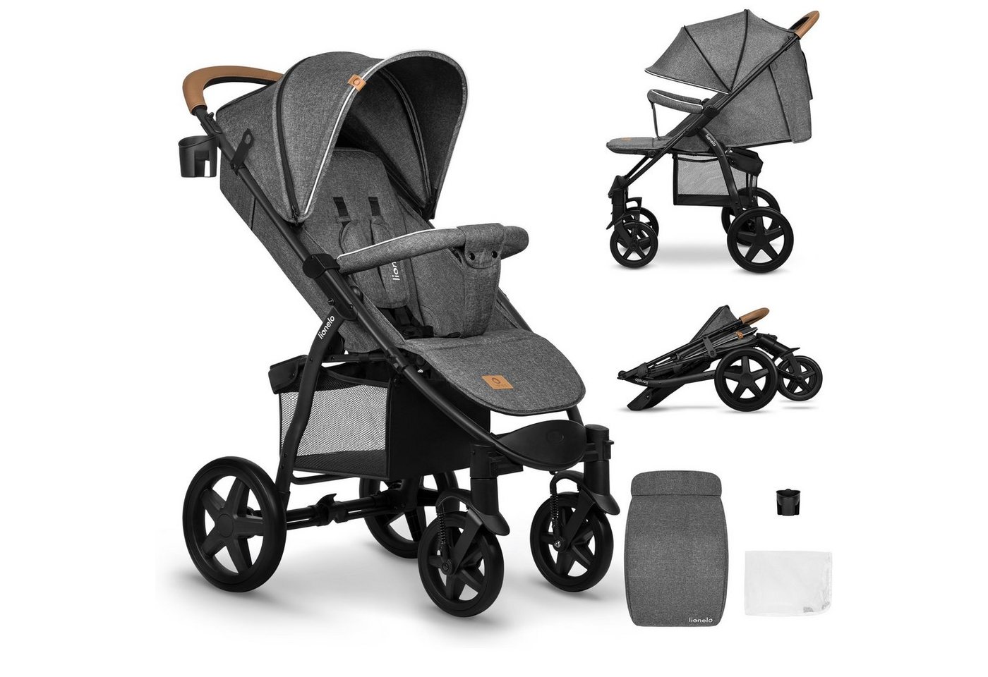 lionelo Kinder-Buggy ANNET PLUS, Fußdecke, großer Korb, ab 0 bis 36 Monate von lionelo