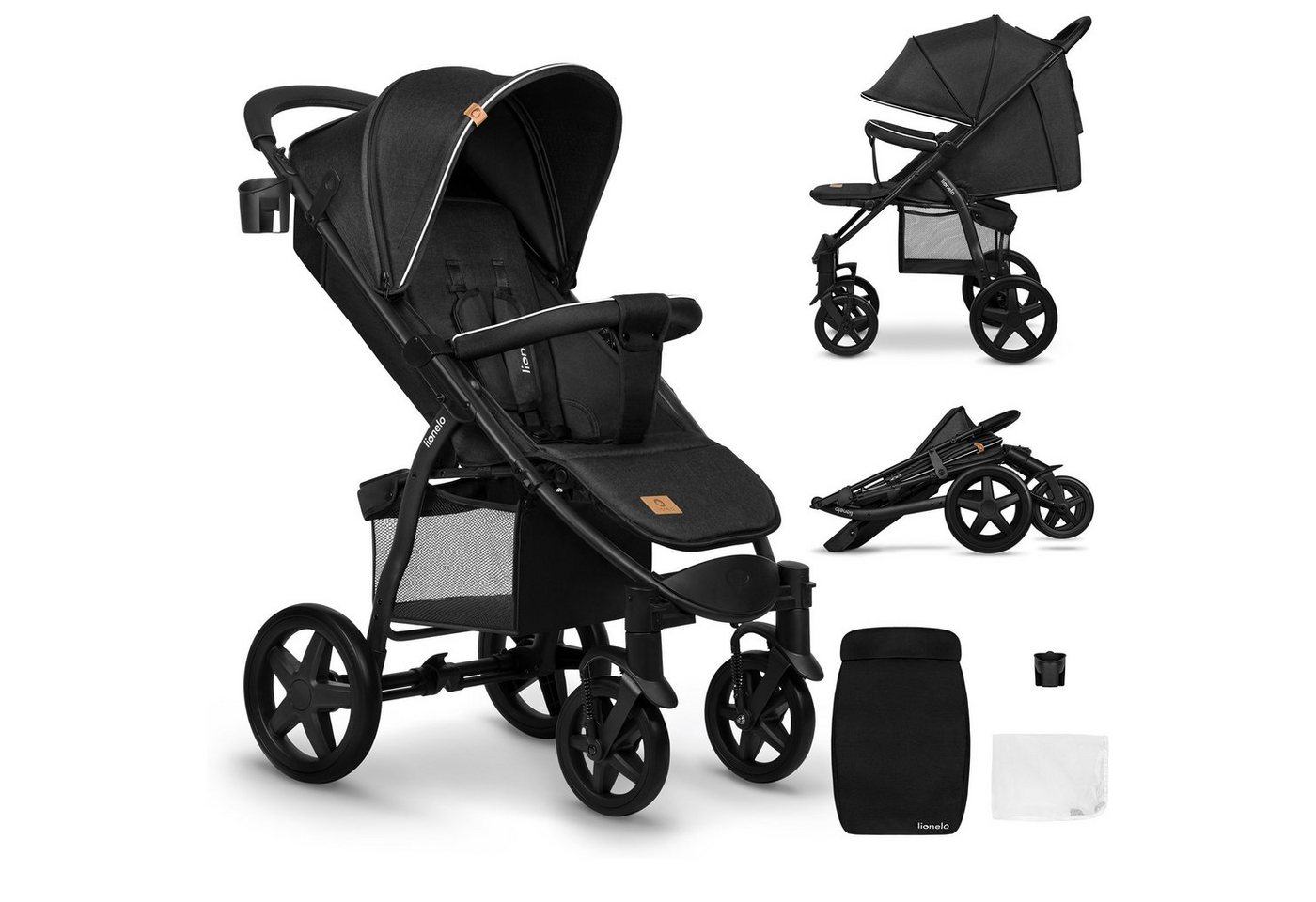 lionelo Kinder-Buggy ANNET PLUS, Fußdecke, großer Korb, ab 0 bis 36 Monate von lionelo