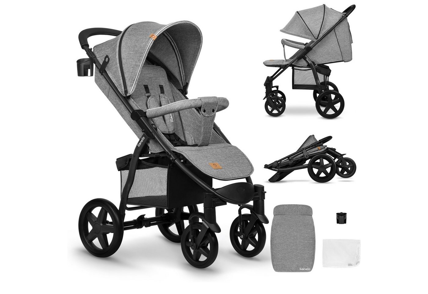 lionelo Kinder-Buggy ANNET PLUS, Fußdecke, großer Korb, ab 0 bis 36 Monate von lionelo