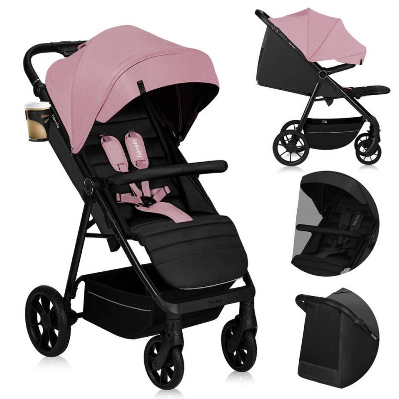 lionelo Kinder-Buggy MIRA, (Set mit Getränkehalter und Moskitonetz), XXL-Verdeck/UPF50+/92 cm Liegefläche/großer Korb/PU-Räder von lionelo