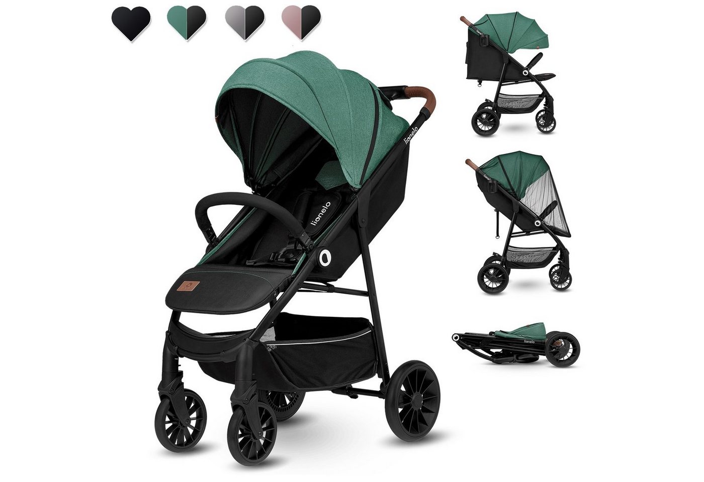 lionelo Kinder-Buggy Zoey, Moskitonetz Große EVA-Räder bis 15 Kg Sonnenschutz von lionelo