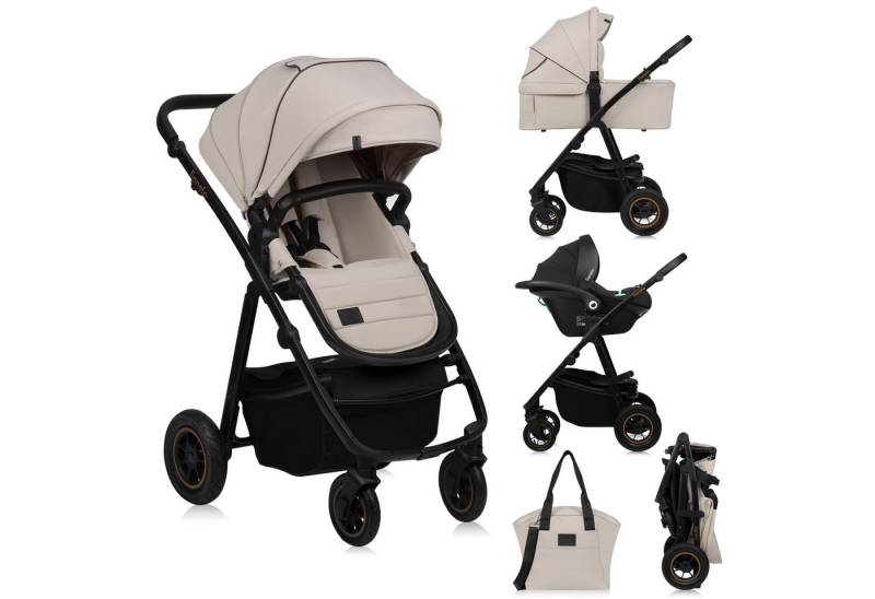 lionelo Kombi-Kinderwagen AMBER PLUS 3IN1, (Set 2in1 oder 3in1), 3-in-1-System / Babywanne & Buggy / Von Geburt bis 4 Jahre von lionelo