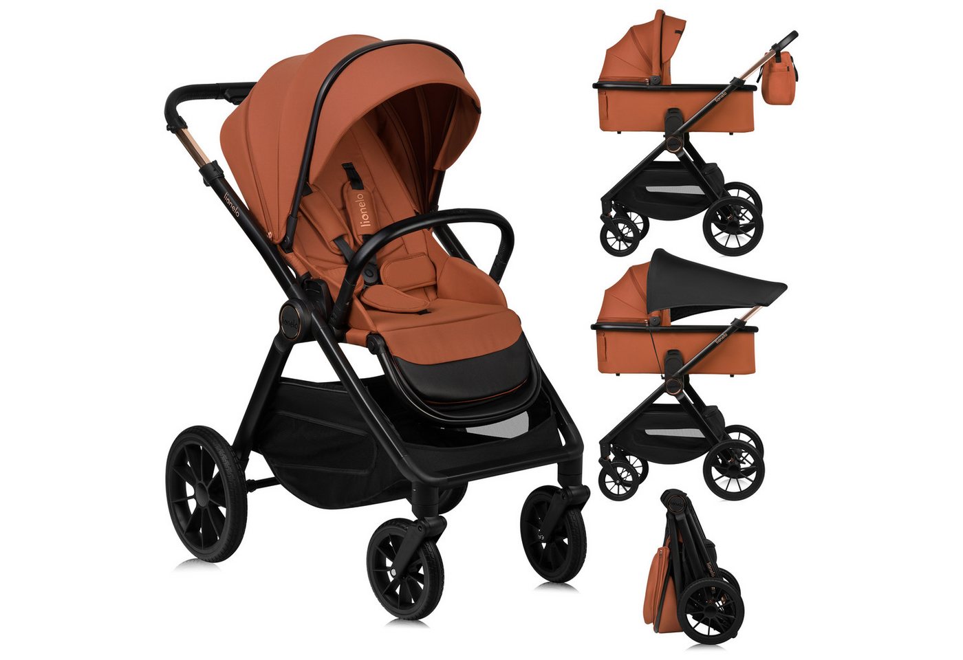 lionelo Kombi-Kinderwagen LAYLA 2IN1, (Set), 3D-Panoramabelüftung/ XXL-Sitz/ komfortable Federung von lionelo