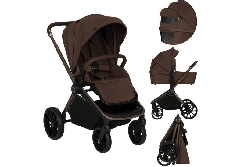 lionelo Kombi-Kinderwagen MIKA PLUS 2 IN 1, (Set), Hohe Manövrierfähigkeit/XXL-Verdeck/Komfortable Dämpfung von lionelo