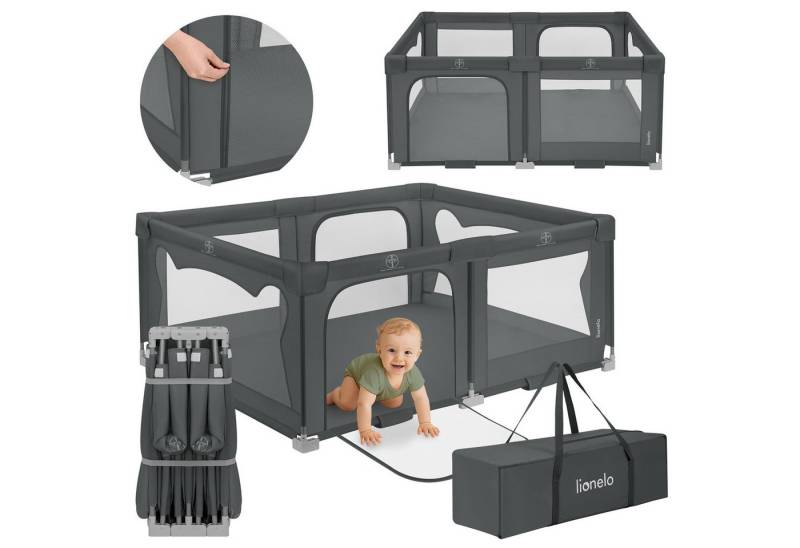 lionelo Laufgitter FLORENCE EASY FOLD (Set: Laufgitter + Tragetasche), Easy Fold/150x180 cm/Netz/2 Eingänge/Tasche/klappbar von lionelo