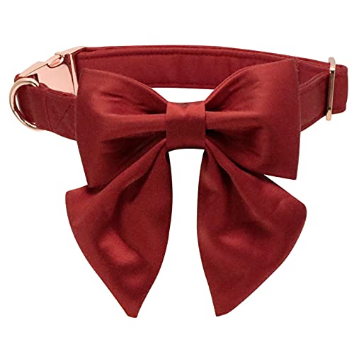 Lionet Paws Bowtie Hundehalsband - komfortable Seide Hundehalsband mit abnehmbaren Fliege für mittlere Hunde, Hals 34-55cm von lionet paws