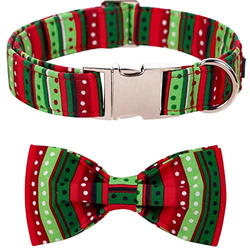Lionet Paws Weihnachts Hundehalsband mit Fliege, verstellbare abnehmbare Fliege Halsband für Welpen Kleine Mittel Große Hunde und Katzen Geschenk, 25-40cm von lionet paws