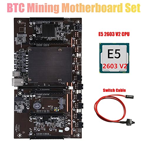 liovitor H61 BTCX79 Miner Motherboard mit E5 2603 V2 CPU+Switch Kabel LGA 2011 DDR3 UnterstüTzung 3060 3070 3080 GPU für BTC Mining von liovitor