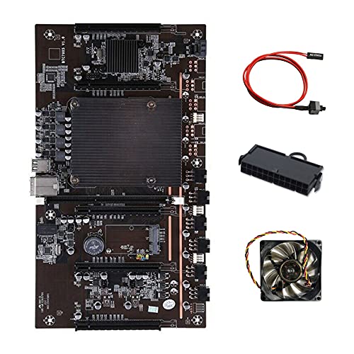 liovitor X79 H61 BTC Miner Motherboard mit Schalter Kabel + 24Pins Stromanschluss + LüFter UnterstüTzung 3060 3070 3080 GPU 5 PCIE Motherboard von liovitor