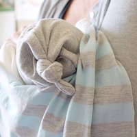 Gestreifte Baby Swaddle Decke in Blau Und Grau, Stretchy Strick Gestreifte Baby Swaddle Decke in Blau Und Grau, Stretchy Strick von lippybrand
