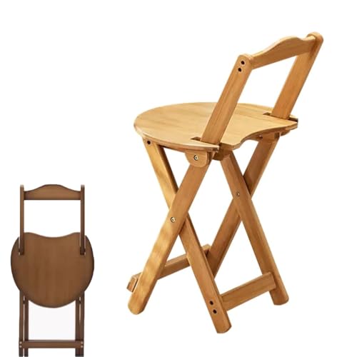 Klappbarer Barhocker aus Holz mit Rückenlehne und Fußstütze | Hohe Stühle in Thekenhöhe | Klappbarer Küchen- und Esszimmerhocker | für Wohnzimmer, Café und Frühstücksbar (Natur, Sitzhöhe 45 cm) von lirrebol