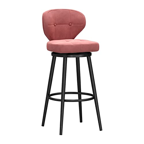 Moderne drehbare Barhocker im 1er-Set, Thekenhocker mit niedriger Rückenlehne und Metallbeinen, Samt gepolsterte Küchenhocker, Stuhl in Thekenhöhe für das Frühstück zu Hause, Sitzhöhe 75 cm, Rosa Moderne drehbare Barhocker im 1er-Set, Thekenhocker mit niedriger Rückenlehne und Metallbeinen, Samt gepolsterte Küchenhocker, Stuhl in Thekenhöhe für das Frühstück zu Hause, Sitzhöhe 75 cm, Rosa von lirrebol