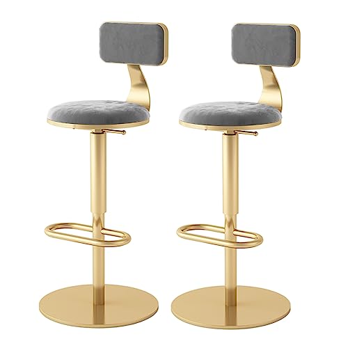 Moderne verstellbare Barhocker aus Samt 2er Set Drehbarer Tresenhocker mit lehne und goldenem Fuß Bequeme gepolsterte Barstühle für Hausbar/Kücheninsel/Pub Moderne verstellbare Barhocker aus Samt 2er Set Drehbarer Tresenhocker mit lehne und goldenem Fuß Bequeme gepolsterte Barstühle für Hausbar/Kücheninsel/Pub von lirrebol