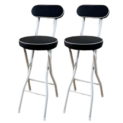 lirrebol 2er-Set Schwarze klappbare Barhocker mit Rückenlehne – PU-Leder gepolstert, Klappstuhl für Outdoor, Camping & Café, Sitzhöhe 55 cm lirrebol 2er-Set Schwarze klappbare Barhocker mit Rückenlehne – PU-Leder gepolstert, Klappstuhl für Outdoor, Camping & Café, Sitzhöhe 55 cm von lirrebol