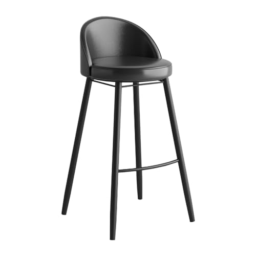 lirrebol 70 cm hohe Barhocker, 1 Stück, Barstuhl für Kücheninsel, Thekenhocker mit niedriger Rückenlehne, Sitz aus PU-Leder, Schwarze Metallbeine, schwarz lirrebol 70 cm hohe Barhocker, 1 Stück, Barstuhl für Kücheninsel, Thekenhocker mit niedriger Rückenlehne, Sitz aus PU-Leder, Schwarze Metallbeine, schwarz von lirrebol