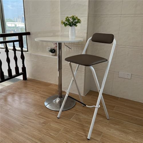 lirrebol Brauner tragbarer, zusammenklappbarer Barhocker mit Rückenlehne – Gepolsterter Thekenstuhl zum Essen und Lernen, Sitzhöhe 70 cm von lirrebol