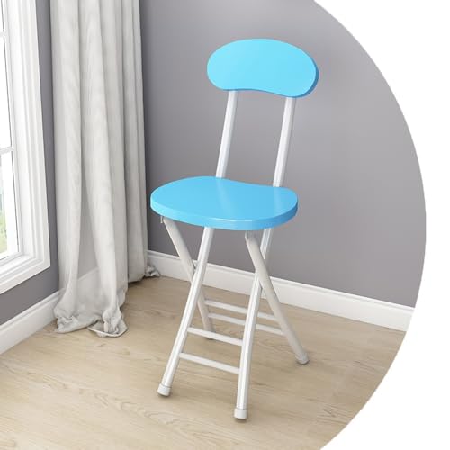 lirrebol Klappbare Barhocker aus Holz mit Rückenlehne, runde klappbare ESS- und Küchenstühle, kompakte Designhocker für den Innen- und Außenbereich, Sitzhöhe 45 cm (Hellblau) von lirrebol
