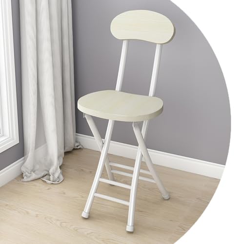 lirrebol Klappbare Barhocker aus Holz mit Rückenlehne, runde klappbare ESS- und Küchenstühle, kompakte Designhocker für den Innen- und Außenbereich, Sitzhöhe 45 cm (Weißeiche) von lirrebol