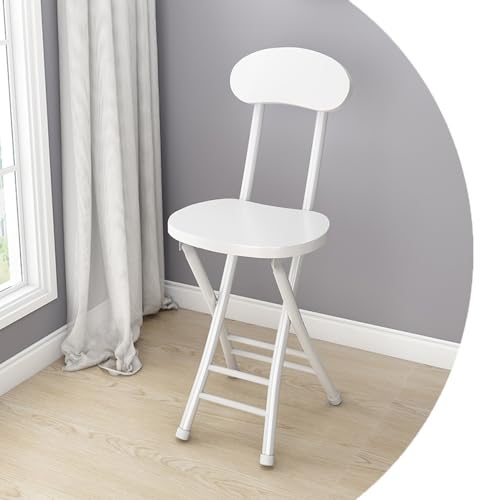 lirrebol Klappbare Barhocker aus Holz mit Rückenlehne, runde klappbare ESS- und Küchenstühle, kompakte Designhocker für den Innen- und Außenbereich, Sitzhöhe 45 cm (weiß) von lirrebol