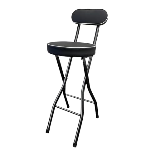 lirrebol Klappbarer Barhocker mit Stahlrahmen | Gepolsterte Sitzfläche und Rückenlehne | Für Zuhause, Veranstaltungen und Küche | Schwarze Sitzhöhe 70 cm von lirrebol