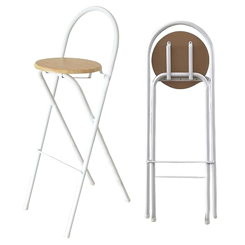 lirrebol Klappbarer Küchenbarhocker mit Metallrückenlehne – Hochstuhl mit runder Sitzfläche für Erwachsene, ideal für Restaurant, Büro und Partys, klappbarer Thekenstuhl, Sitzhöhe 70 cm von lirrebol