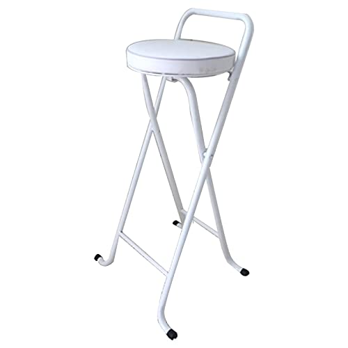 lirrebol Robuster, tragbarer, klappbarer Barhocker mit Griff | Tragkraft 136 kg | 1 Stück | Sitzhöhe 76 cm, weiß von lirrebol