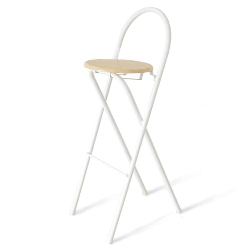 lirrebol Runder, klappbarer Barhocker mit Metallrahmen und Harter Sitzfläche – Hoher Küchenstuhl für Pub, Frühstücks- und Bistrotheke, Tragkraft 100 kg, Natur, Sitzhöhe 70 cm von lirrebol