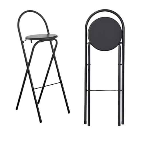 lirrebol Runder, klappbarer Barhocker mit Metallrahmen und Harter Sitzfläche – Hoher Küchenstuhl für Pub, Frühstücks- und Bistrotheke, Tragkraft 100 kg, Schwarz, Sitzhöhe 70 cm lirrebol Runder, klappbarer Barhocker mit Metallrahmen und Harter Sitzfläche – Hoher Küchenstuhl für Pub, Frühstücks- und Bistrotheke, Tragkraft 100 kg, Schwarz, Sitzhöhe 70 cm von lirrebol