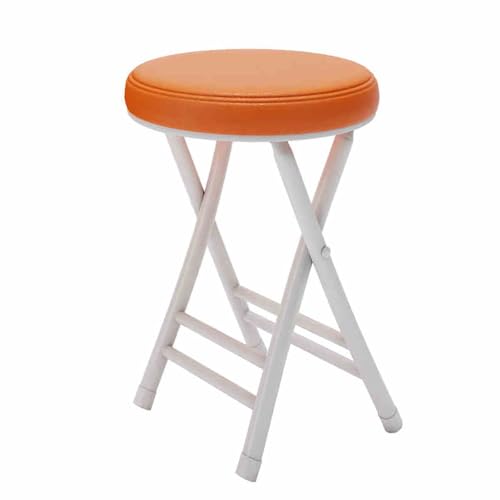 lirrebol Runder Klapphocker (50 cm) mit gepolsterter Sitzfläche und Fußstütze | Rückenlehnenloses Design | Tragbar und zusammenklappbar | Für Zuhause, Bistro und Esszimmer | Orange von lirrebol