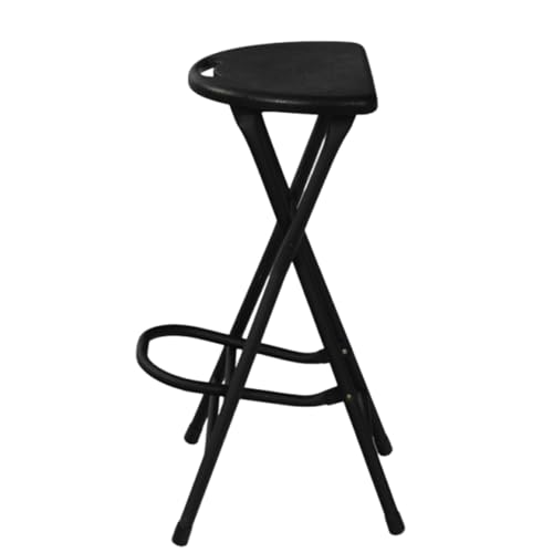 lirrebol Schwarzer Klapphocker aus Kunststoff-Metall mit Griff – Klapphocker für Camping und Küche, leicht zu tragen, Sitzhöhe 72 cm von lirrebol