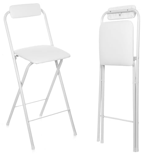 lirrebol Tragbarer, gepolsterter, klappbarer Barhocker mit Rückenlehne und Fußstütze – Hochstuhl für Küche, Cafés und Zuhause (1 Stück) von lirrebol