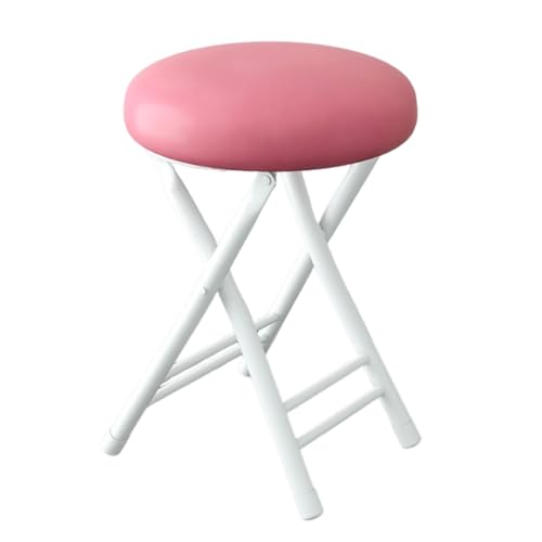 lirrebol Tragbarer, klappbarer Barhocker mit runder, gepolsterter Sitzfläche | Kompaktes, platzsparendes Design | für Küche, Zuhause und Büro (Pink) von lirrebol