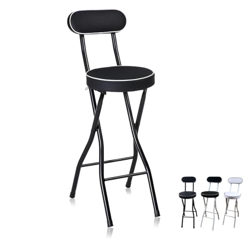 lirrebol Tragbarer, runder, gepolsterter, klappbarer Küchenstuhl für Erwachsene – Barhocker in Thekenhöhe mit Rückenlehne, ideal für Zuhause und Büro, Sitzhöhe 55 cm lirrebol Tragbarer, runder, gepolsterter, klappbarer Küchenstuhl für Erwachsene – Barhocker in Thekenhöhe mit Rückenlehne, ideal für Zuhause und Büro, Sitzhöhe 55 cm von lirrebol