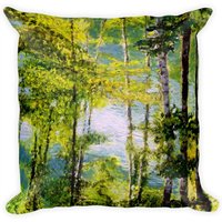 Wisconsin Birke Baum-Kissen Original Ölgemälde Design, 22 "Quadrat von lisaalexgray