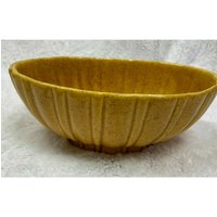 Vintage Mcm Haeger Pottery 40208 Gelb Braun Fleck Übertopf Schale Usa von lisastreasuredfinds